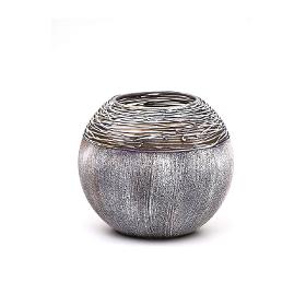 Art Decorated Gray Glass Vase for Flowers | Painted Art Glass Round Vase