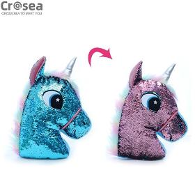 Creative decorative Plush Sequins unicorn pillow 