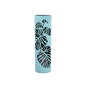 Clear leaves decorated glass vase | Glass vase for flowers | Cylinder Vase
