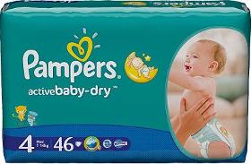 Pampers Active Baby Dry 4 Maxi, Diapers 7-18 Kg, 46 Pcs