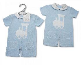 Baby Boys Knitted Spanish Style Romper - Train 