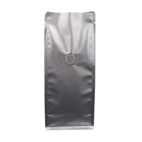Flat bottom bag silver with aroma valve 250g