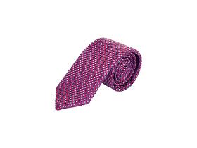 Men's 100% silk tie, handmade Italy, 150x7cm, Red geometry