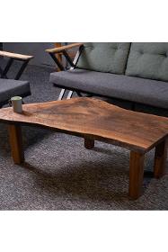 Natural wood coffee table, walnut unique piece coffee table