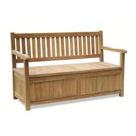 wooden garden bench with storage space teak
