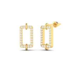 Sleek Rectangular Pave Diamond Earrings
