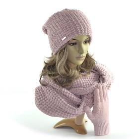 Women's winter set hat scarf gloves pink