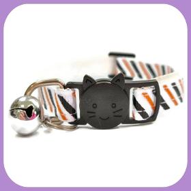White With Black & Orange Stripe Cat Collar