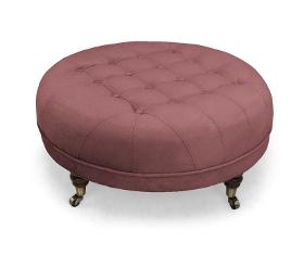 Footstool Chesterfield in rust pink, 80x80x32 cm