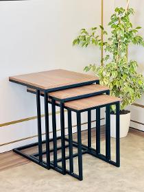 3-Seat C Nesting Table with Metal Legs – Milano