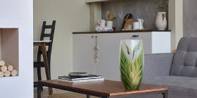 Handpainted Glass Vase for Flowers | Painted Art Glass Tropical Vase | Interior