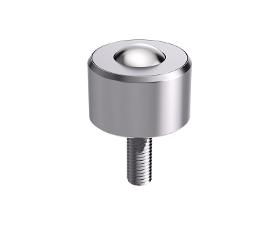 Solid ball caster without collar, with threaded pin