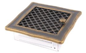 Ventilation fireplace DECO 16x16cm with gold patina blind