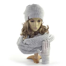 Women's winter set hat scarf gloves gray
