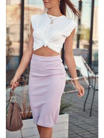 Ribbed fitted skirt / lavender dress FG542
