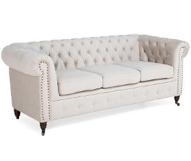 Sofa Chesterfield in beige, 3-seat 203x86x80 cm