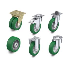 Wheels and castors with cast Blickle Softhane® polyurethane 