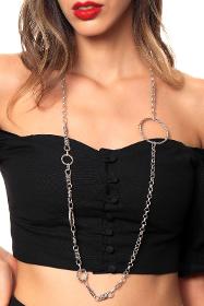 Women's Antique Silver Plated Design Chain Necklace