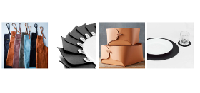 Home and decorative accessories in recycled leather