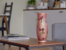 Handpainted Glass Vase for Flowers | Painted Art Glass Red Vase |Interior Design
