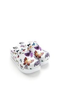 Orthopedic Medical Clogs, White with Print, Women