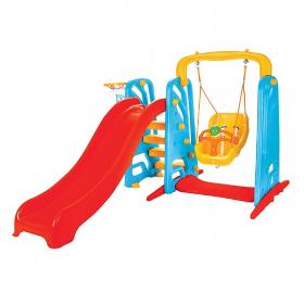 Children’s slide with basketball and swing Sledge with swing wavy