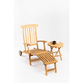 deckchair with side table teak wood