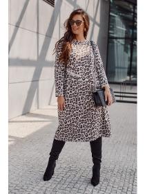 Beige oversize leopard print dress 33133