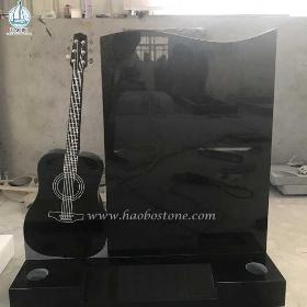 India Black Monument Guitar Carved Headstone