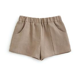 Shorts with pockets in linen fabric Cocoa