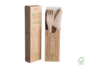 10+10 disposable wooden cutlery set, 165 mm