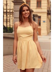 Yellow dress with stripes tied on the back PR3202