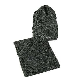 Winter set of hat,  infinity scarf and gloves, gray