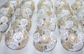Gold roses glass vase for flowers | Art Glass Round Bubble Vase | InteriorDesign