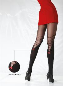 Ladies' patterned tights with ribbon decoration producer