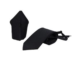 Tie set for men - Safety tie & pocket square - black