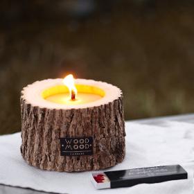 Rocky Patio Coniferous | extra wide candle in wood