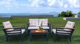 Terra 2 seat aluminum iroco sofa set