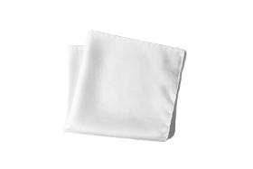 Men's white satin pocket square, 30x30cm, 100% microfiber