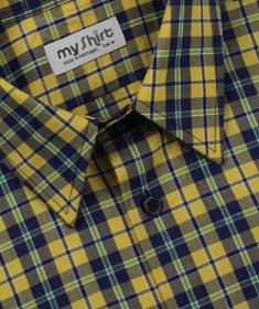 Yellow, Blue And Green Plaid Multicolored Shirt