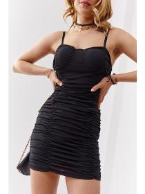 Draped mini dress black 52225