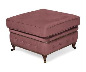 Footstool Chesterfield in rust pink, 75x70x45 cm