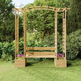 Pergola with bench and planters impregnated pinewood