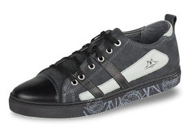 Men's sport shoes from dark gray suede with...