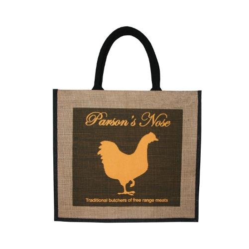 Custom Logo Printed Premium Look Brown Jute Bag with Handle 