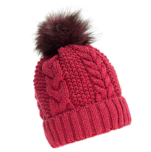 Pink woolen hat with a pompom