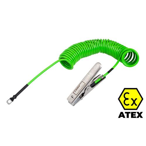 Coiled grounding cable with clamp/lug|ATEX earthing cable