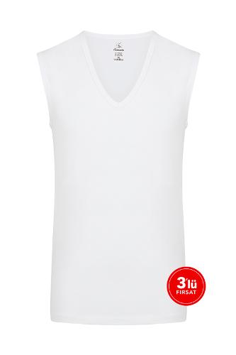 Men modal deep v neck sleeveless tshirt 3-pack - white