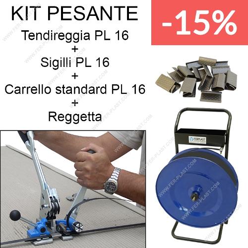 Kit with strapping tools, seals, trolley and reel HEAVY PL 16