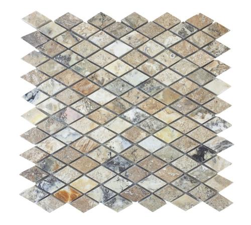 1” Diamond Antico Onyx Travertine Polished Mosaic